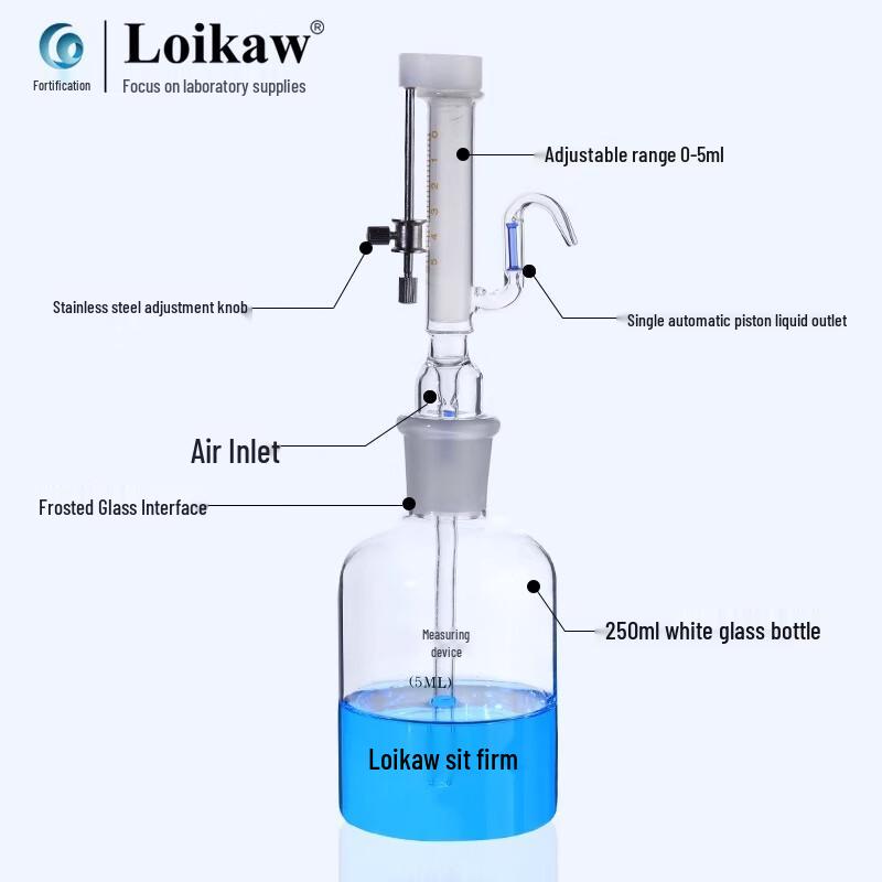 Leigu Micro Adjustable Glass Liquid Dispenser 1ml Dispensing, 125ml Bottle