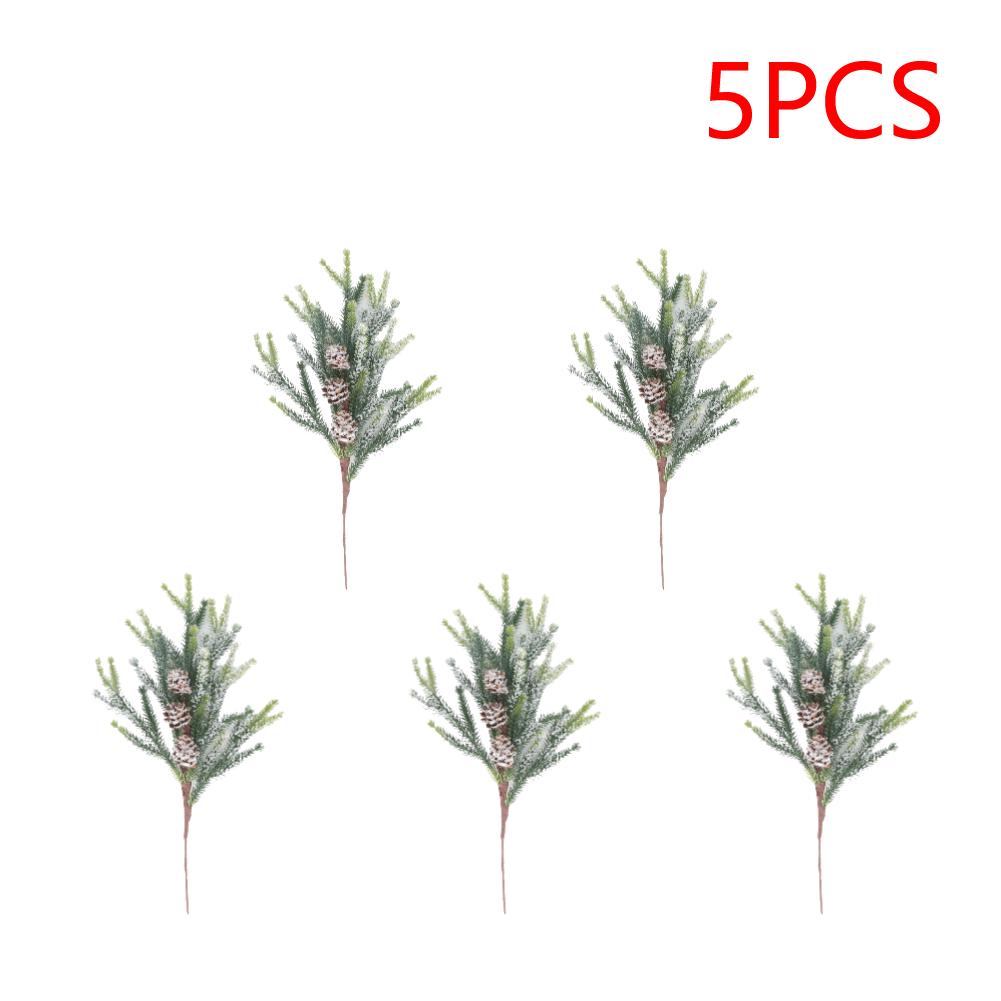 13in Christmas Fake Frosted Pine Pick with Pinecones Stems Artificial Flocking Pine Pick for Wreaths Garden Party Holiday Decor
