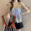 Versatile Hollowed Out Vest Dress Crochet Loose Sleeveless Cover Up Printed Knit Ethnic Bohemian Vest For Summer Beach Vacation