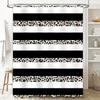 Animal Print Shower Curtain Black White Striped Design with Leopard Pattern for Bathroom Decorations Waterproof Fabric Easy Inst