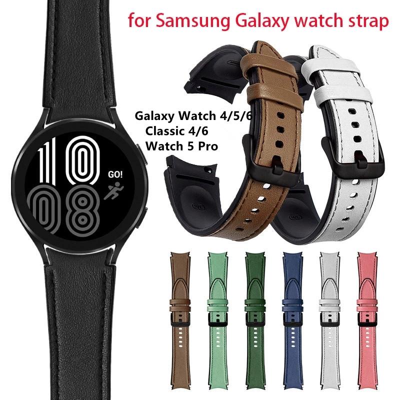 Leather+Silicone Replacement Strap for Samsung Galaxy Watch4 6 5 Pro 40mm 44mm Band Watch 6 4 Classic 47 43mm 46mm Bracelet Belt