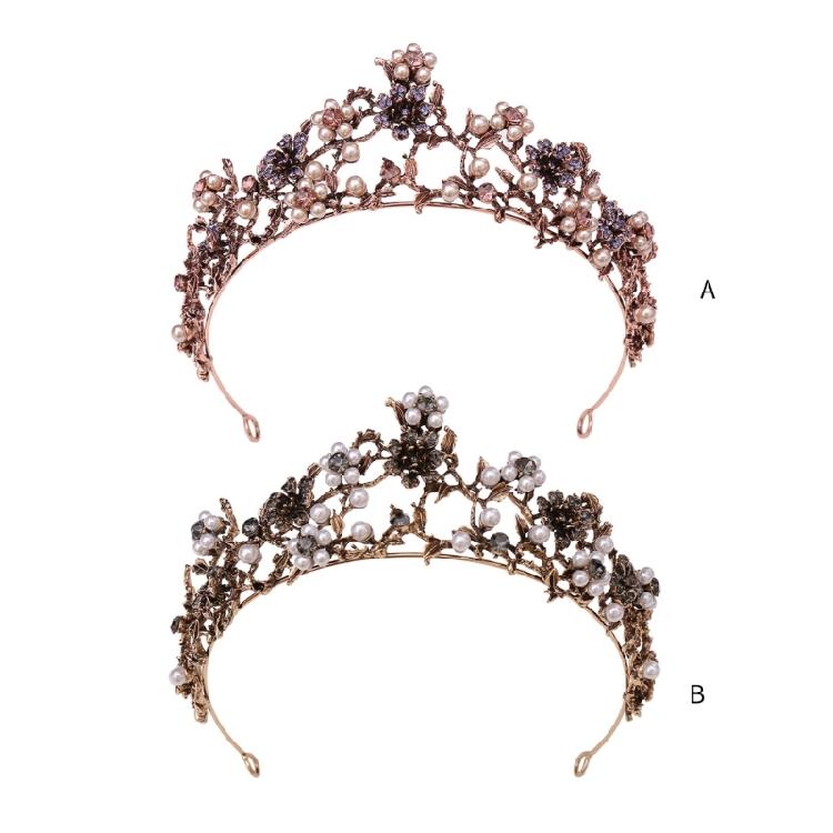 Beautifully Crafted Crystal Crowns Crystal Diadems with Flower and Leaves for Birthdays and Evening Parties
