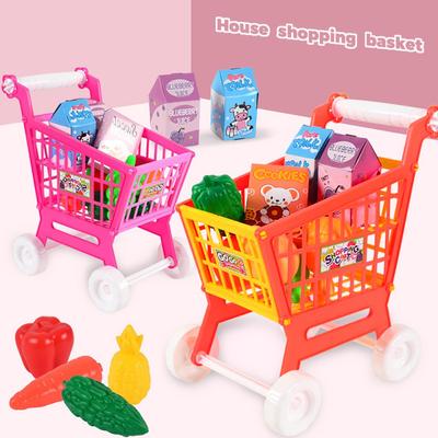 (H0826)Shopping Cart Fruit And Vegetables Pretend To Play Children Kids Educational Toy