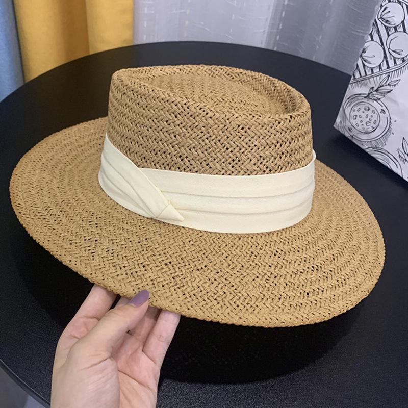 Summer Hat Women's Tide Hand-woven British Concave Hat Shading Holiday Beach Big Edge Sun Straw Hat