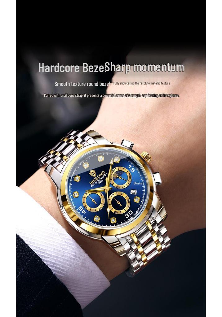 Binbang Multifunctional Quartz Men's Business Watch