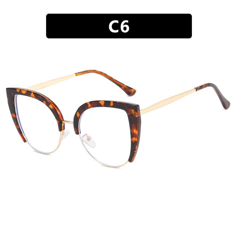 Cat-Eye Semi-Rimless Large Anti-Blue Light Eyeglass Frames, 2023 Retro Trend, European & American Style.