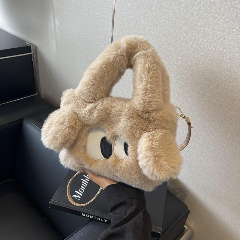 Plush Bag Women's New Autumn and Winter Versatile Messenger Bag Cartoon Cute Fluffy Tote Bag