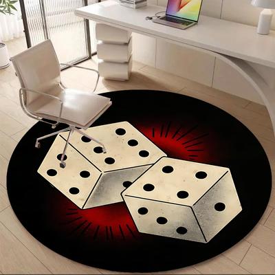1 pièce Tapis Rond de Jeu de Dés pour Bureau, Tapis d'Intérieur Convient pour Bureau, Sous les Chaises de Bureau Chambre à Coucher Salon Décoration de la Maison, Décoration de Pièce t211