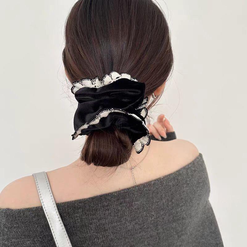 1pc Lace Lace Large Intestine Hair Loop Tied with Ponytail Temperament Headband Retro Meatball Hair Rope Hair Accessory