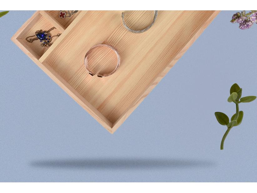 Japanese Style Solid Pine Wood Jewelry Display Tray