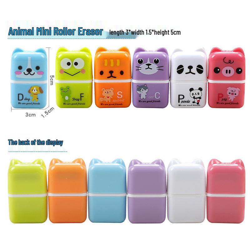 Cute Cartoon Animal Roller Eraser - Creative Student Stationery