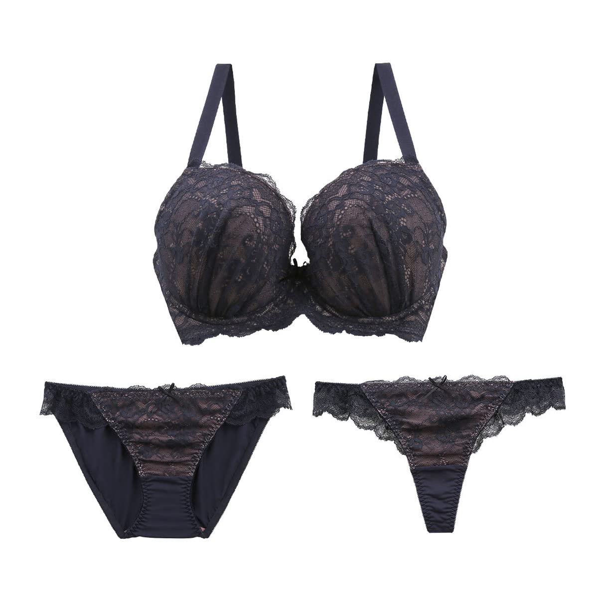 

дорогой Бюстгальтер и шорты Mon cher pigeon G H I [Мой голубь] комплект, Т-образная спинка, 3 предмета, (NV-Темно-синий, G85-LL)