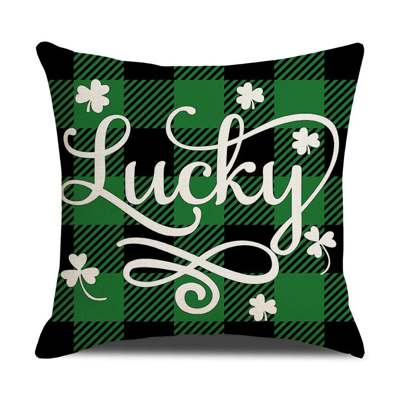 

Sanpa Green Plaid Pillowcase Linen Printed Four-leaf Clover Decorative Sofa Cushion Car Cushion 45 * 45 (excluding pillow core)