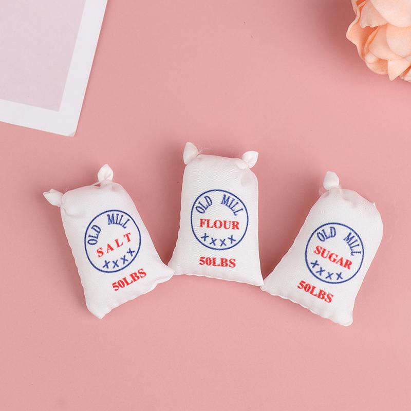 1:12 Dollhouse Miniature Mini Flour Salt Sugar Cloth Bag Kitchen Accessories