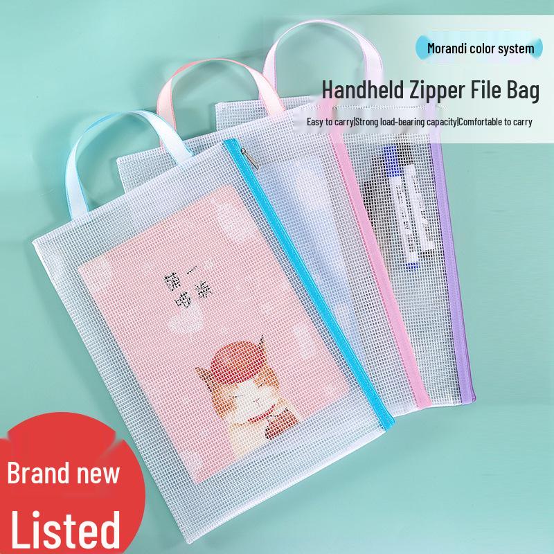 

A4 Transparent Zipper Document Bag - Waterproof Storage for Students Homework, Large Capacity File Organizer Gray - Thick Version