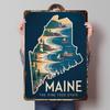 Maine The Pine Tree State Printed Poster Customized Retro Wall Art Vintage Metal Tin Signs for Home Decoration Bedroom Man Cave