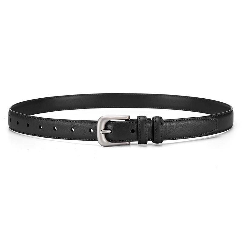 Women's Hong Kong & American Style Genuine Leather Belt with Needle Buckle - High-End Top Layer Cowhide for Work Pants