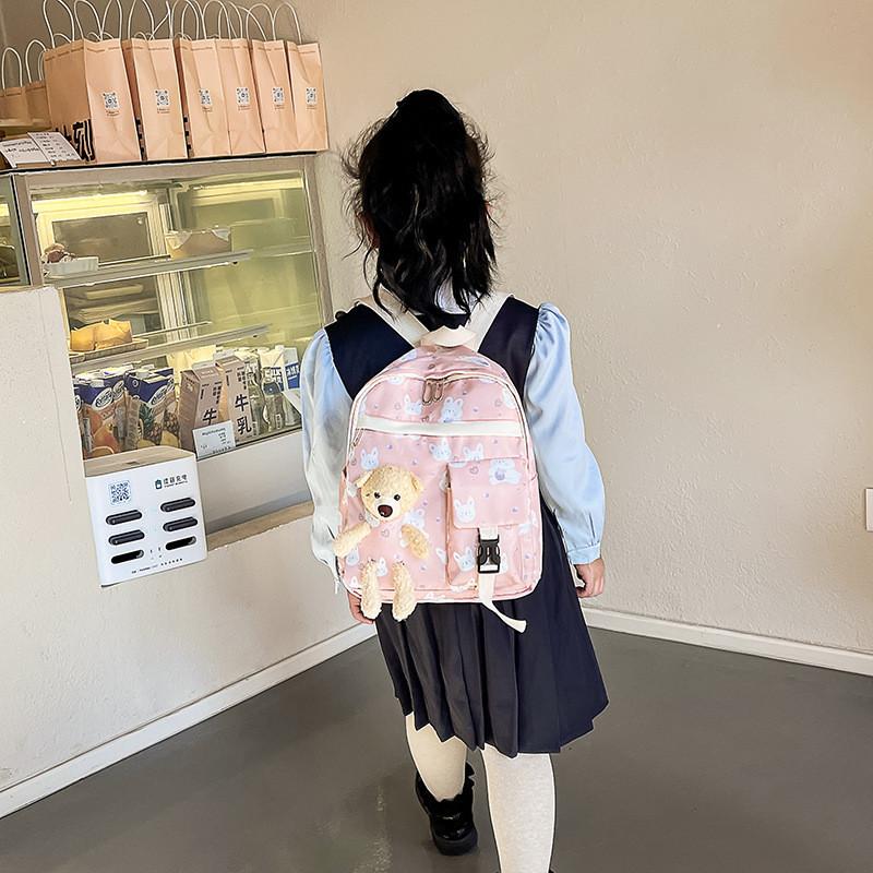 Cute Oxford Fabric Toddler Backpack With Bear Print For Kindergarten And Preschool