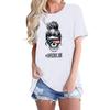 Frauen Casual Independence Day Druck Rundhals Lose Tops T-shirt Bluse