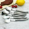 6pcs Laguiole Flatware Set Steak Knives Table Forks Dinner Spoons Teaspoon Stainless Steel Silverware Long Handle Dinner Set