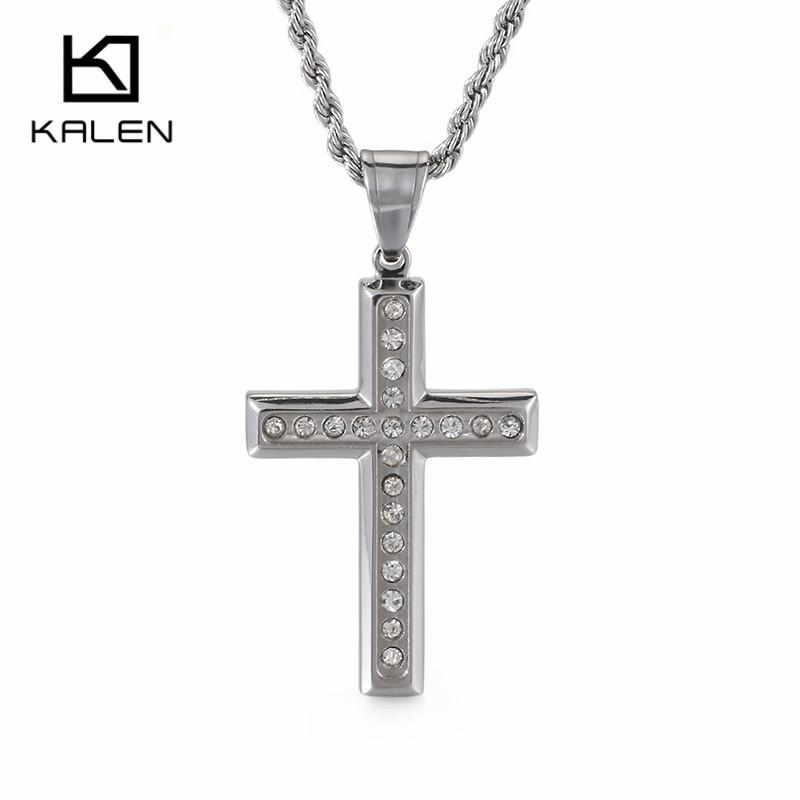 New Fashion Cross Chain For Men High Polished 60cm Stainless Steel Gold Color Cross Jewelry Necklace Male Cheap Jewelry 60cm