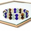 Festive Gifts Tiger Eye Aquamarine Crackle Crystal And Purple Glass Beaded Bracelet Stylish Fashion Jewelry For Daily Wear Simple Versatile Accessory