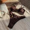 Ribbed High Cut Brazilian Bikini Female Swimsuit Two-Pieces Bikini Set Women Swimwear Padded Bathing Suit Bather Swim