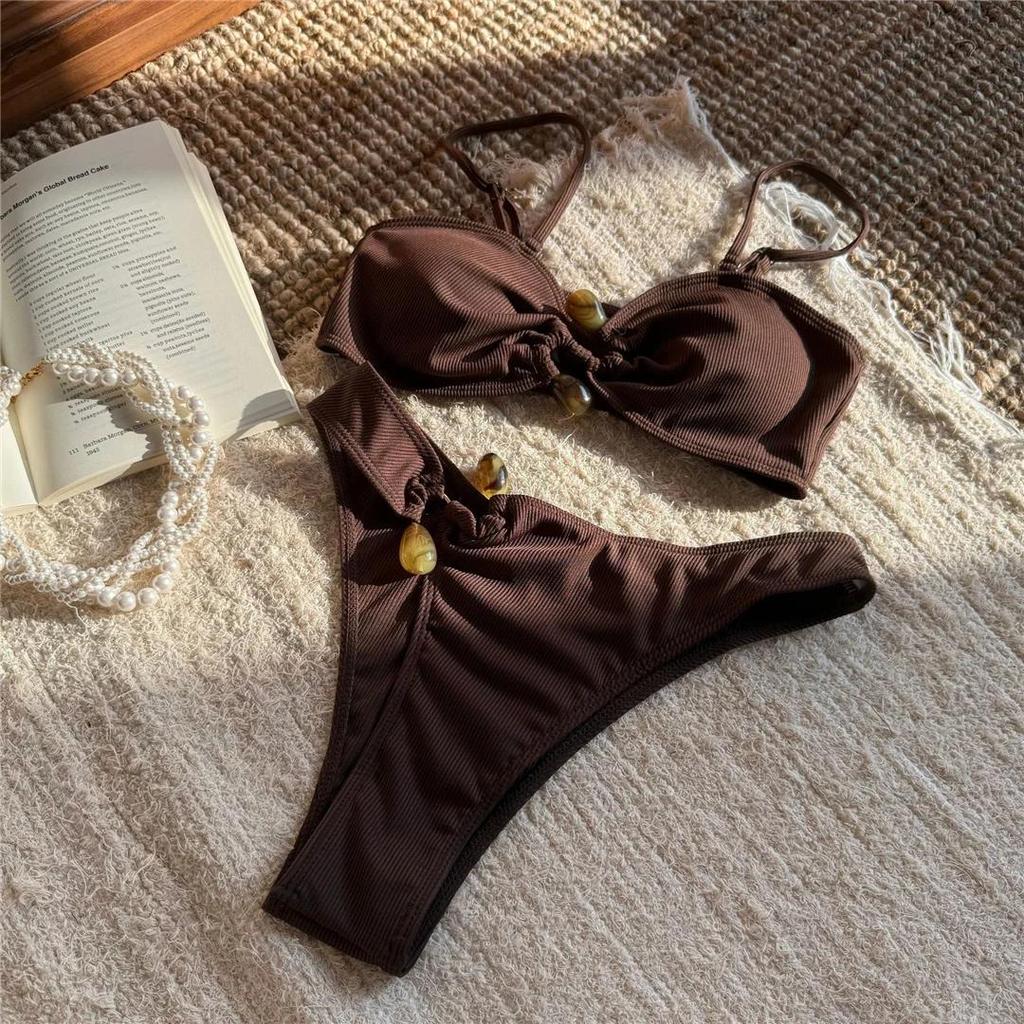 Ribbed High Cut Brazilian Bikini Female Swimsuit Two-Pieces Bikini Set Women Swimwear Padded Bathing Suit Bather Swim