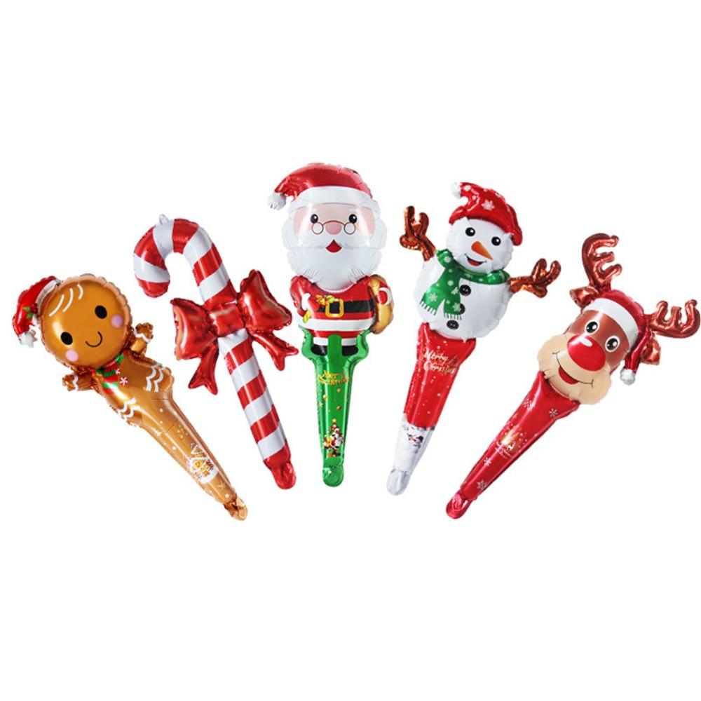 Merry Christmas Christmas Stick Air Balloons Snowman Elk New Year Balloon  Photo Props