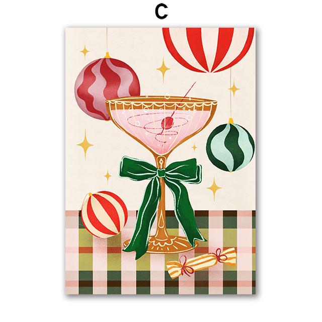 Christmas Tree Girl Santa Claus Car Gift Party Wall Art Canvas Painting Nordic Posters Prints Picture For Living Room Home Decor