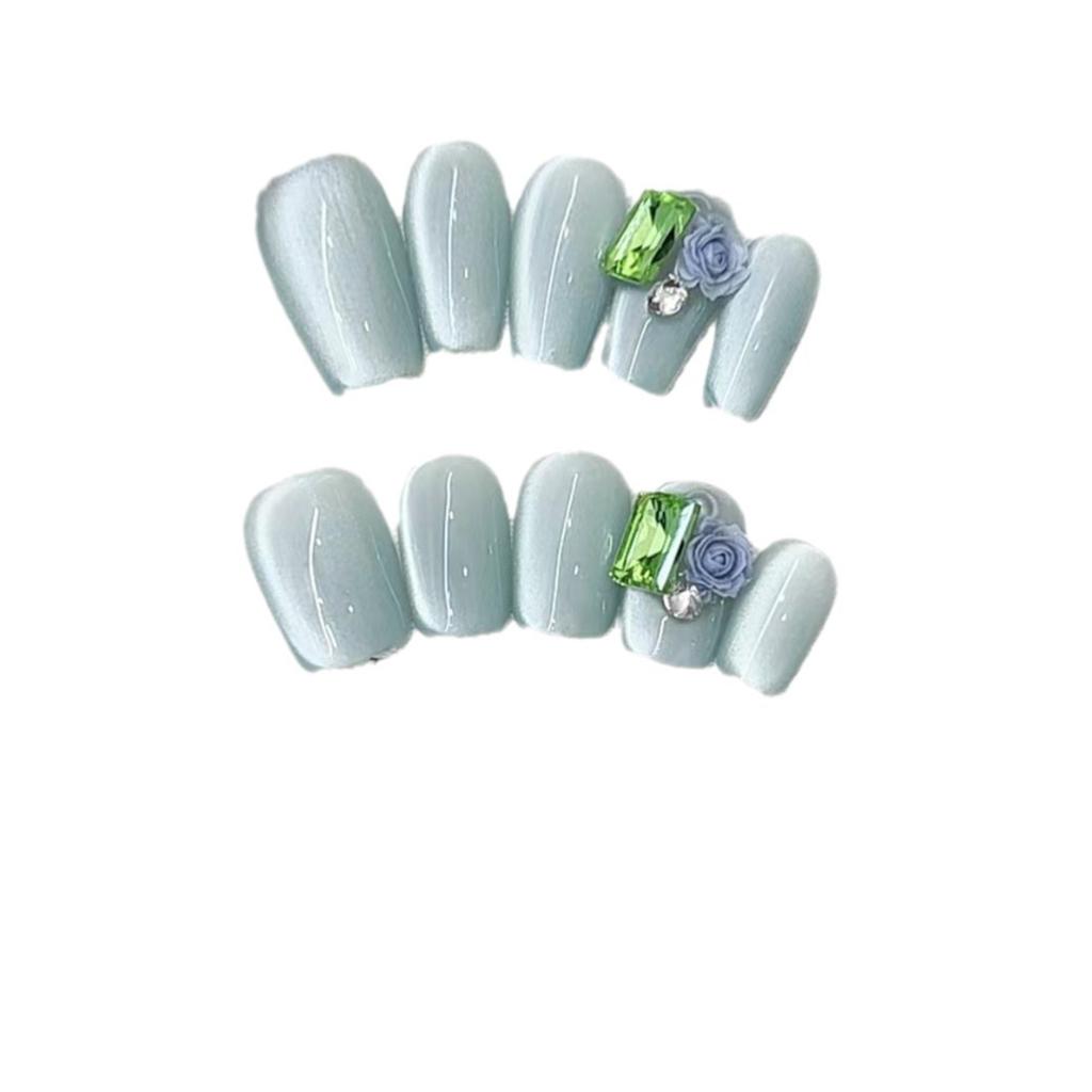 Pure Hand-made Phototherapy Wear Nail Tablets Qingti Jasmine Wear Nail Finished Product Reusable Nail Patches