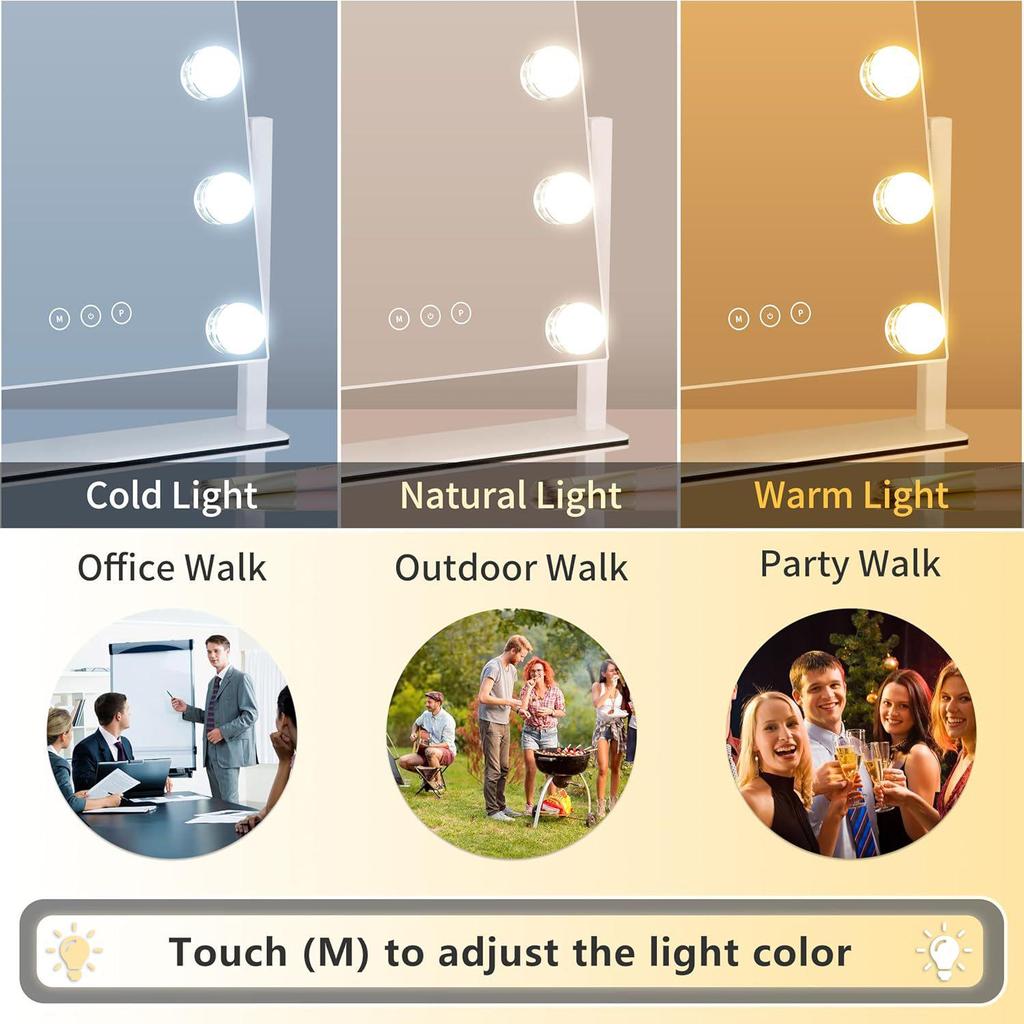 Hollywood Style LED Makeup Mirror: Color Adjustable, High Brightness, Smart Desktop Vanity, Wall Mountable