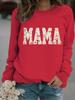 Cross-Border Autumn/Winter Women's Long-Sleeve Round Neck 'MAMA' Print Pullover Hoodie
