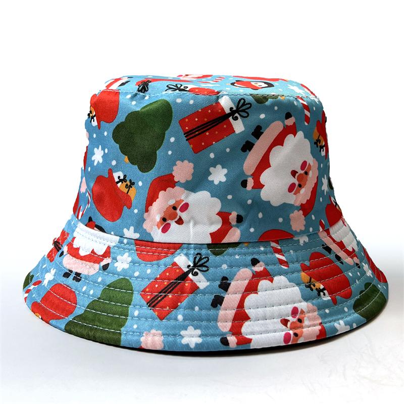 Xmas Santa Claus Printed Street Style Festive Outdoor Sun Fishermen Men Women Merry Christmas Reversible Bucket Hat