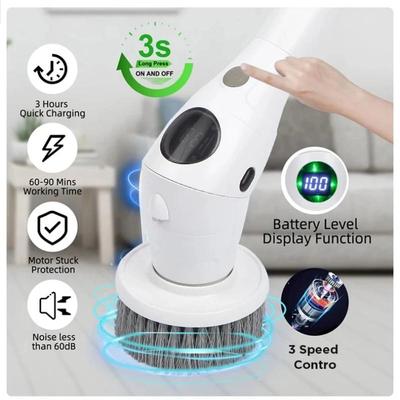8-in-1 Bathroom Kitchen Rotary Scrubber Household Handheld Rotatable Cleaning Tool Multifunctional Electric Cleaning Brush