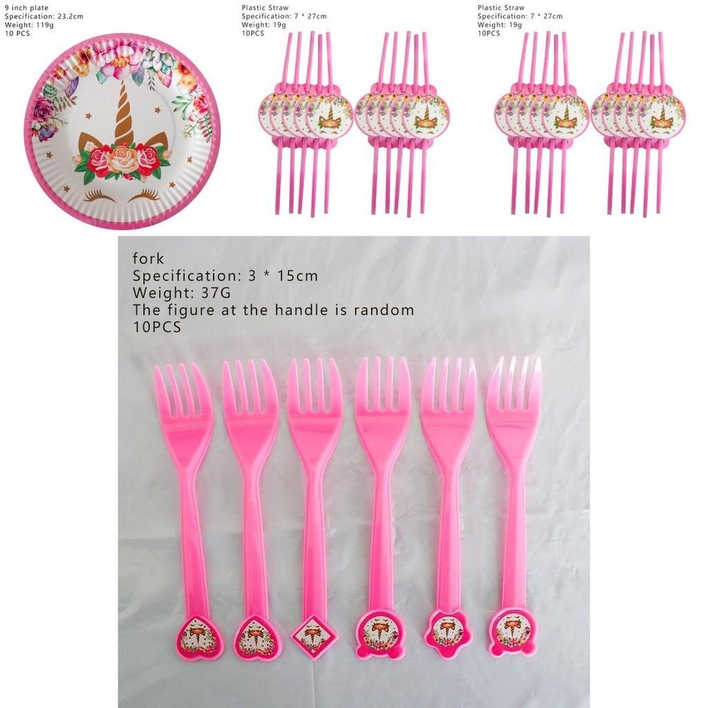 Wreath Unicorn Kids Birthday Party Supplies Enchanting Tableware Cups Plates Forks Napkins And Banner