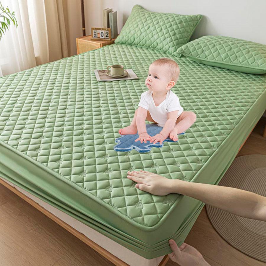 3D Thickened 100% Waterproof Mattress Cover, Bed Sheet Mattress Protector, Soft And Breathable Bed Sheet, Pillowcase Gray/White