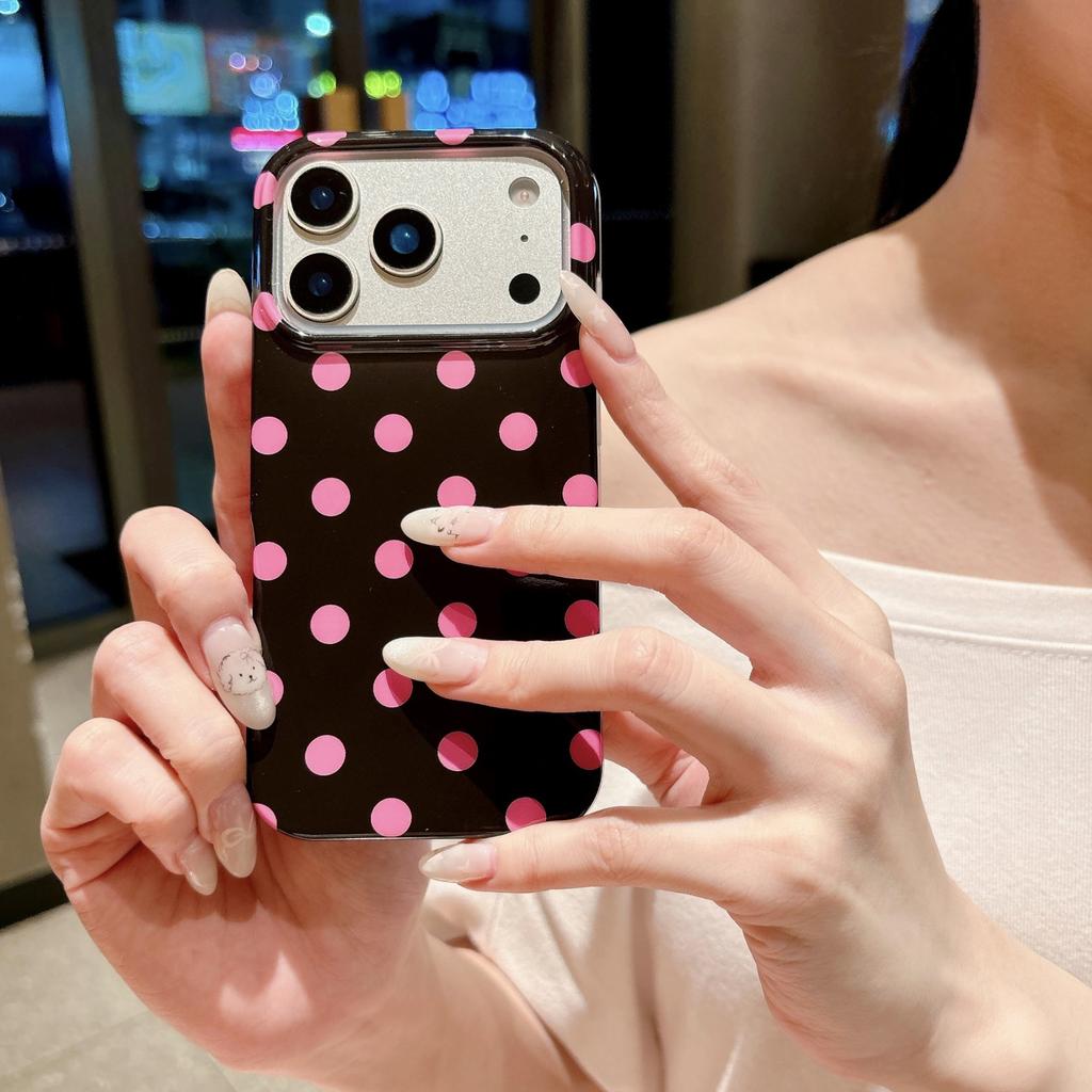 Applicable iPhone16 mobile phone case retro IMD polka dot color anti-drop protective case 17Pro all-inclusive case 15plus