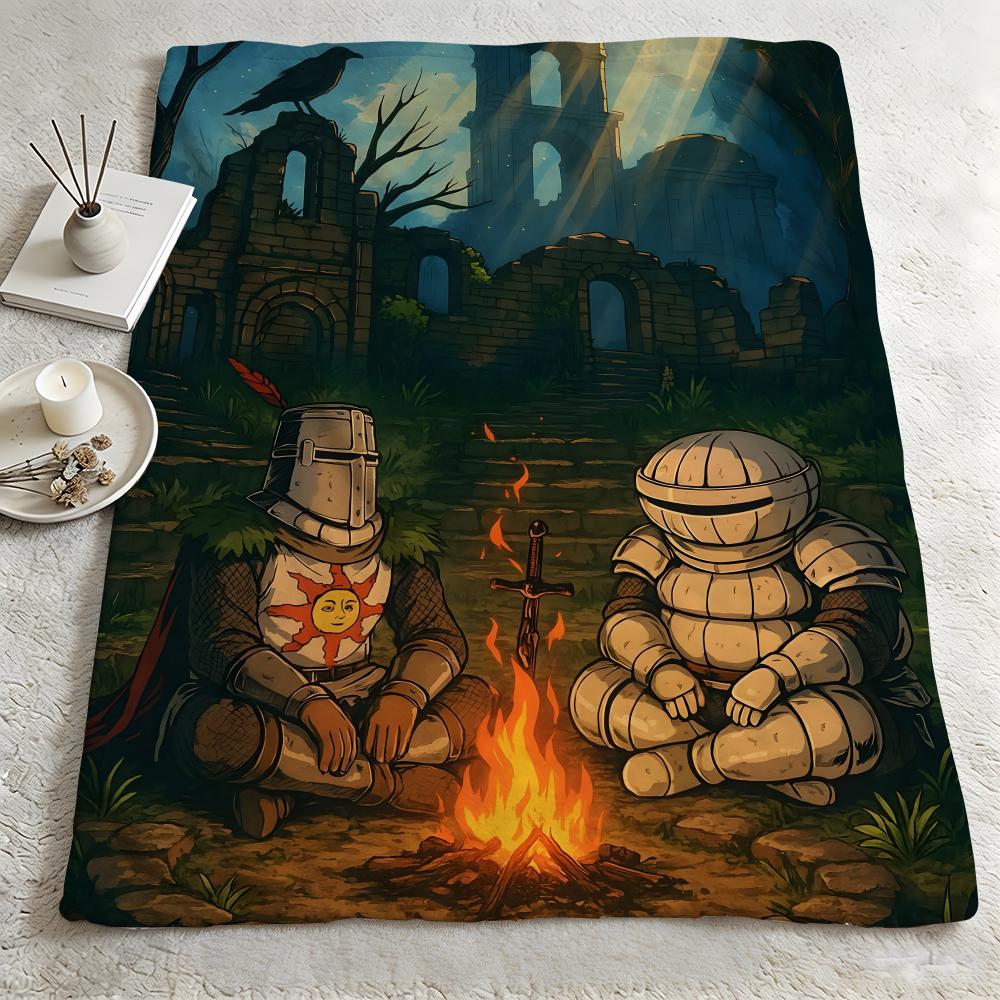 game DDark SoulsS Throw Warm Soft Flannel Blanket Multiuse for Sofa Bed Camping Travel Nap