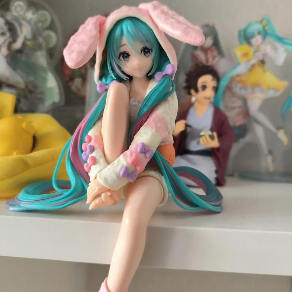 Anime Figure Noodle Stopper Figur Rabbit Ear Pajamas Series Model Ornaments Toy Doll Action Collection Gifts HATSUNE MIKU Poseable Articulated Scale