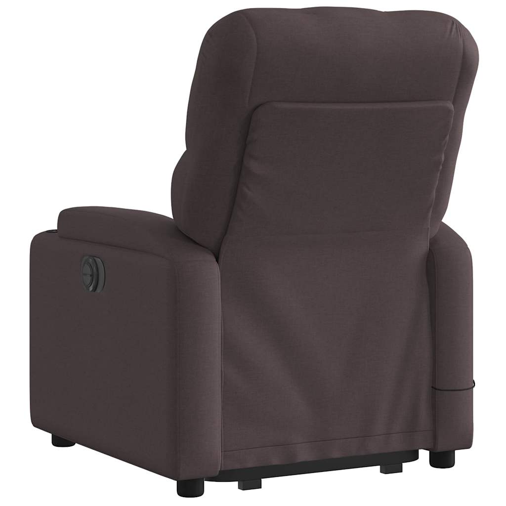 Recliner Chair with Lift Function Dark Brown Fabric