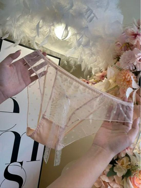 

Moe Moe Girly Heart Japanese-Style Polka Dot Ruffle Lace Bow Trim Panties for Women One Size чорний