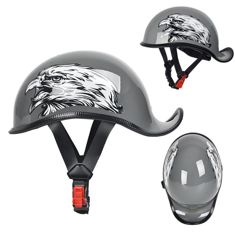 3C Certified Motorcycle Helmet Vintage Half Face Scooter Men Women Cruiser Jet With Spoiler