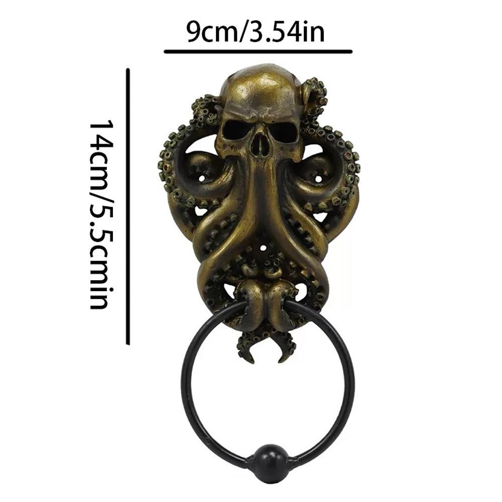 Battente per Porta Teschio di Testa di Pecora Vintage Dio Cornuto Bafometto Statua in Resina Maniglia per Porta d'Ingresso Gotica Pomelli Tiranti Decorazione per la Casa