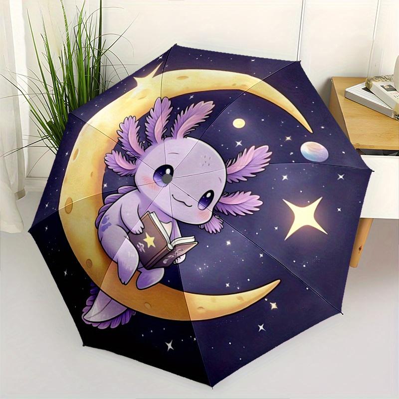 

1pc Axolotl Moonlit Adventure: Automatic Folding Umbrella with 3-Fold Design, 8 Iron Ribs - Perfect for Outdoor, Festive Gifts, Travelers, Daily