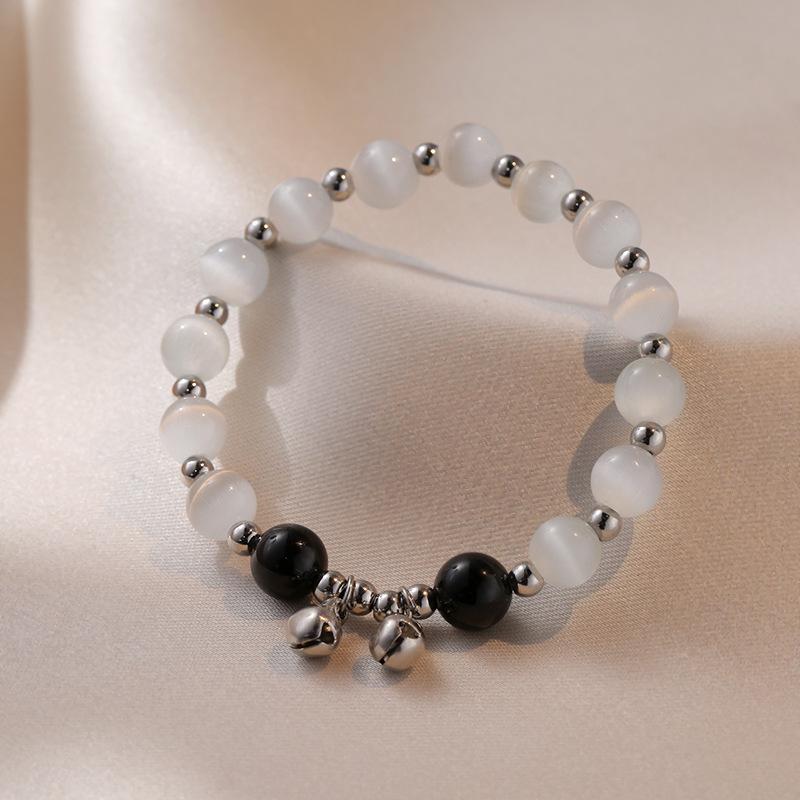Obsidian & Cat's Eye Stone Women's Titanium Bracelet - Crystal Fashion Gift