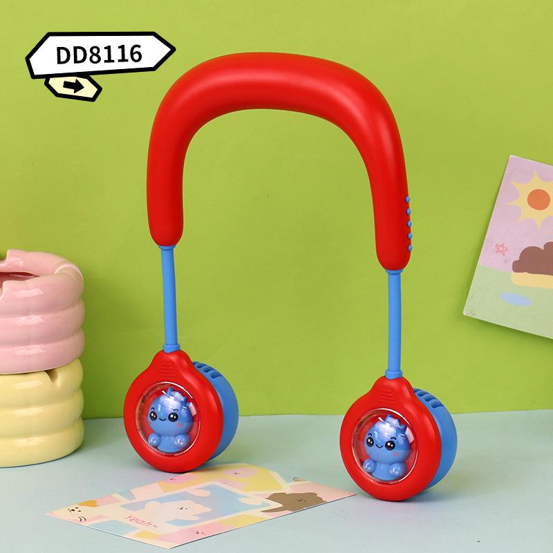 USB Rechargeable Cartoon Neck Fan: Three-Speed, Portable for Outdoor Sports and Hiking. Color