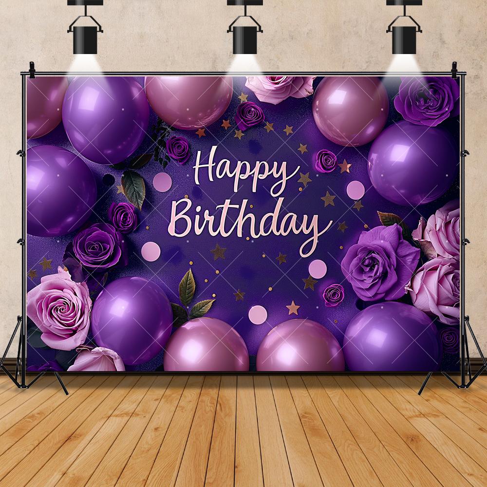 Purple Balloon Butterfly Backdrop Birthday Girls Princess Flower Newborn Babys Shower Party Photography Background Studio Custom