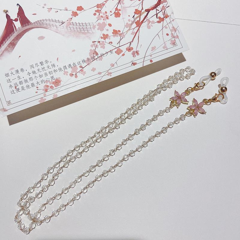 

Alloy Lanyard Eyeglasses Holder Glasses Chain Outdoor Fashion Accessory Travel Flower Diamond Bead Anti Slip Mask Hanging Rope розовый