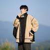 Men's Winter Lambswool Fur-Lined Color Block Jacket, Thickened Cotton Trendy American Brand, Plus Size for Teenagers.